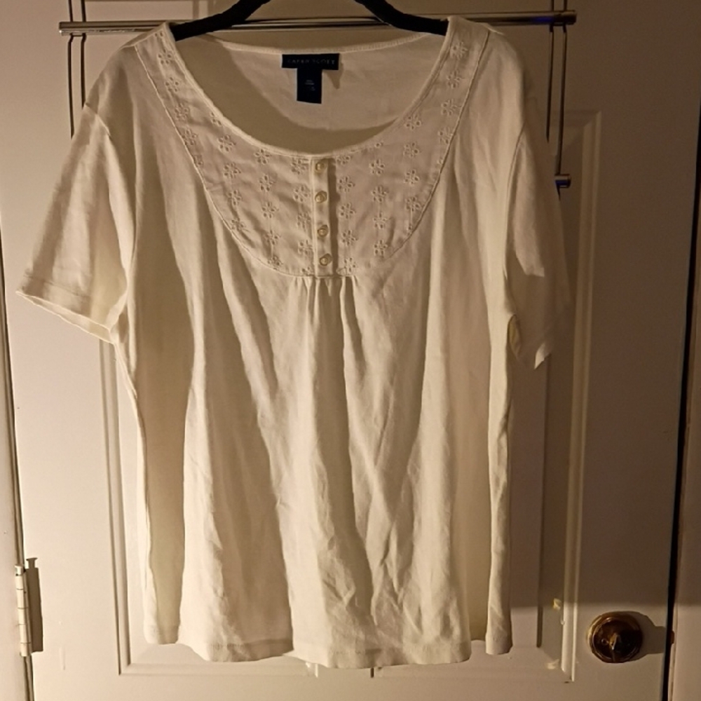 Karen Scott Women's Cream Button-Front Blouse - SIZE LARGE